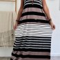 Multicolour Mixed Stripes Spaghetti Straps V Neck Maxi Dress