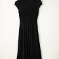 Black Short Sleeve Shirred High Waist V Neck Maxi Dress
