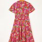 Rose Floral Short Sleeve Smocked Waist Maxi dress