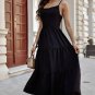 Black Crossover Backless Bodice Tiered Maxi Dress