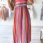 Multicolour Striped Thin Straps Smocked Back Boho Maxi Dress
