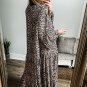 Apricot Leopard Print Tiered Wide Sleeve Maxi Dress