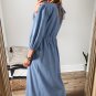 Myosotis Chambray Deep V Neck Bracelet Sleeve Maxi Dress