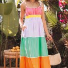 Multicolour Self-tie Straps High Waist Flowy Maxi Dress with Pockets