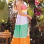 Multicolour Self-tie Straps High Waist Flowy Maxi Dress with Pockets