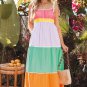 Multicolour Self-tie Straps High Waist Flowy Maxi Dress with Pockets