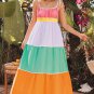 Multicolour Self-tie Straps High Waist Flowy Maxi Dress with Pockets