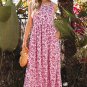Pink Floral Cutout Back Empire Waist Sleeveless Maxi Dress