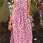 Pink Floral Cutout Back Empire Waist Sleeveless Maxi Dress