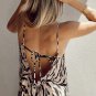Black Abstract Print Open Back Boho Loose Maxi Sundress