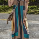 Brown Retro Geometric Printed Y Back Sleeveless Dress