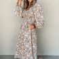 Khaki Maple Grove Floral Smocked Puff Sleeve Long Dress