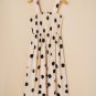 Oatmeal Polka Dot Smocked Fit Flared Sleeveless Long Dress