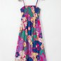 Purple Floral Print Shirred Spaghetti Strap Loose Maxi Dress