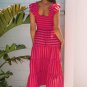Rose Stripe Flutter Sleeve Smocked Bodice Tiered Maxi Dress
