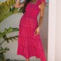 Rose Stripe Flutter Sleeve Smocked Bodice Tiered Maxi Dress