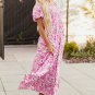 Pink Dainty Floral Smocked Puff Sleeve Flowy Long Dress