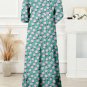 Green Boho Printed Half Sleeve Maxi Dress
