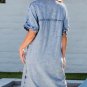 Light Blue Loose Medium Wash Short Sleeve Shirt Chambray Dress