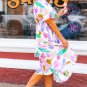 Purple Abstract Print Puff Sleeve Smocked Back Midi Dress