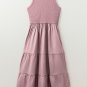 Sepia Rose Ribbed Vest Patchwork Tiered Midi Dress with Pockets