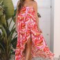 Rose Floral High Low Bandeau Vacay Dress