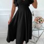 Black Ruffled Sleeve Wrap V Neck Midi Dress
