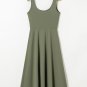 Four Leaf Clover Sleeveless Scoop Neck Flared Split Midi Dress