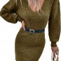Green V Neck Bodycon Sweater Dress