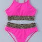 Rose Leopard Mesh Trim 2pcs Bikini Swimsuit