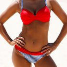 Sexy Fiery Red Padded Gather Push-up Bikini Set