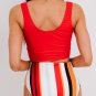 Square Neck Sleeveless Fashion Print Tankini Set