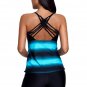 Bluish Strappy Hollow Out Back Tankini