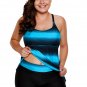 Bluish Strappy Hollow Out Back Tankini
