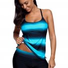 Bluish Strappy Hollow out Back Tankini