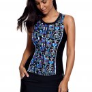 Slim Your Figure Fuzzy Print Accent Skirtini Swimsuit