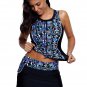 Slim Your Figure Fuzzy Print Accent Skirtini Swimsuit