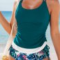Green Drawstring Tummy Control Mix-and-match 2pcs Tankini Swimsuit