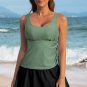 Green Scoop Neck Adjustable Tankini and Matching Skort Bathing Suit