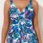 Green Floral Print Padded V Neck Tankini Top