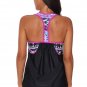 Rose Blouson Striped Printed Strappy T-Back Push up Tankini Top