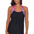 Rose Blouson Striped Printed Strappy T-Back Push up Tankini Top