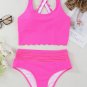 Rose Scalloped Criss Cross High Waist Bikini