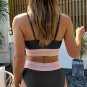 Black Striped Patchwork Spaghetti Strap High Waist Bikini Swimsuit