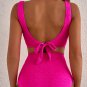 Rose Red Gold Shell Decor Wire-free Knotted 2pcs Bikini Swimsuit