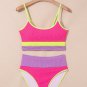 Rose Red Color Block High Waisted Sexy Bikini Set