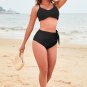 Black Crossed Straps Knot Side High Waist Bottom 2pcs Swimsuit