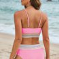 Bonbon Striped Patchwork Spaghetti Strap High Waist Bikini Swimsuit