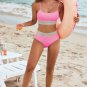 Bonbon Striped Patchwork Spaghetti Strap High Waist Bikini Swimsuit