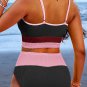 Burgundy Color Block High Waisted Sexy Bikini Set